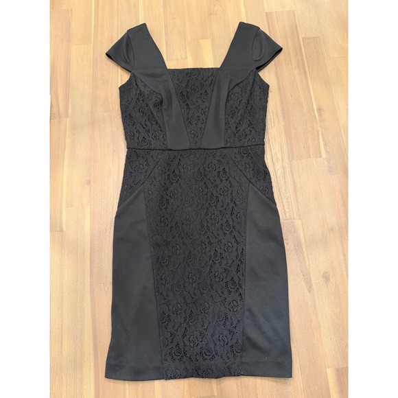 The Limited Dresses & Skirts - The Limited Black Lace Square Neck Cap Sleeve Sheath Dress Women's Small